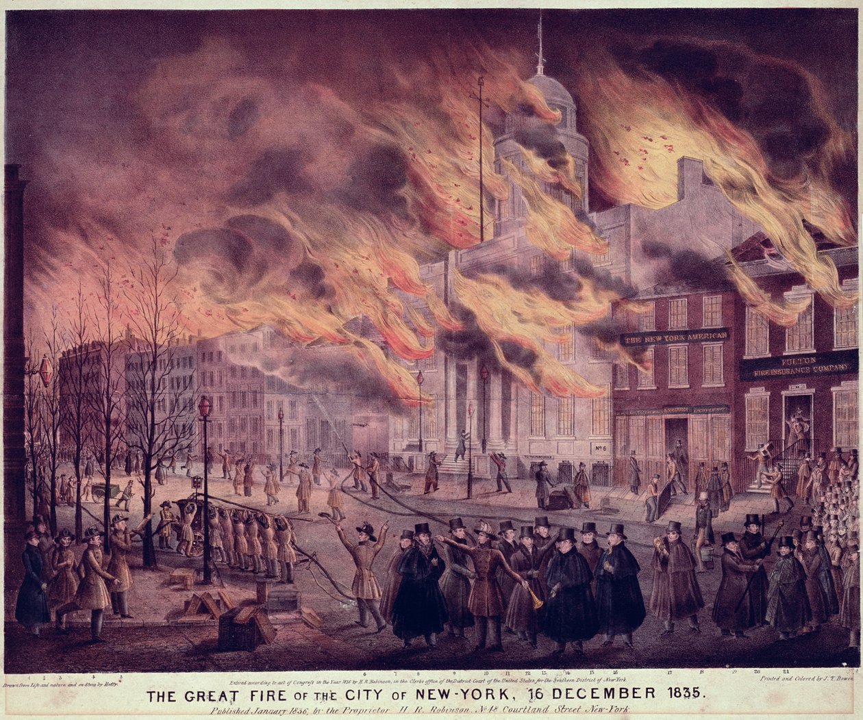 ニューヨークの大火、1835 作： アルフレッド・M・ホフィ