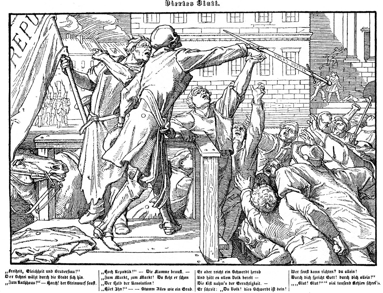 Totentanz 1848年。死は正義の剣となる 作： アルフレッド・レテル