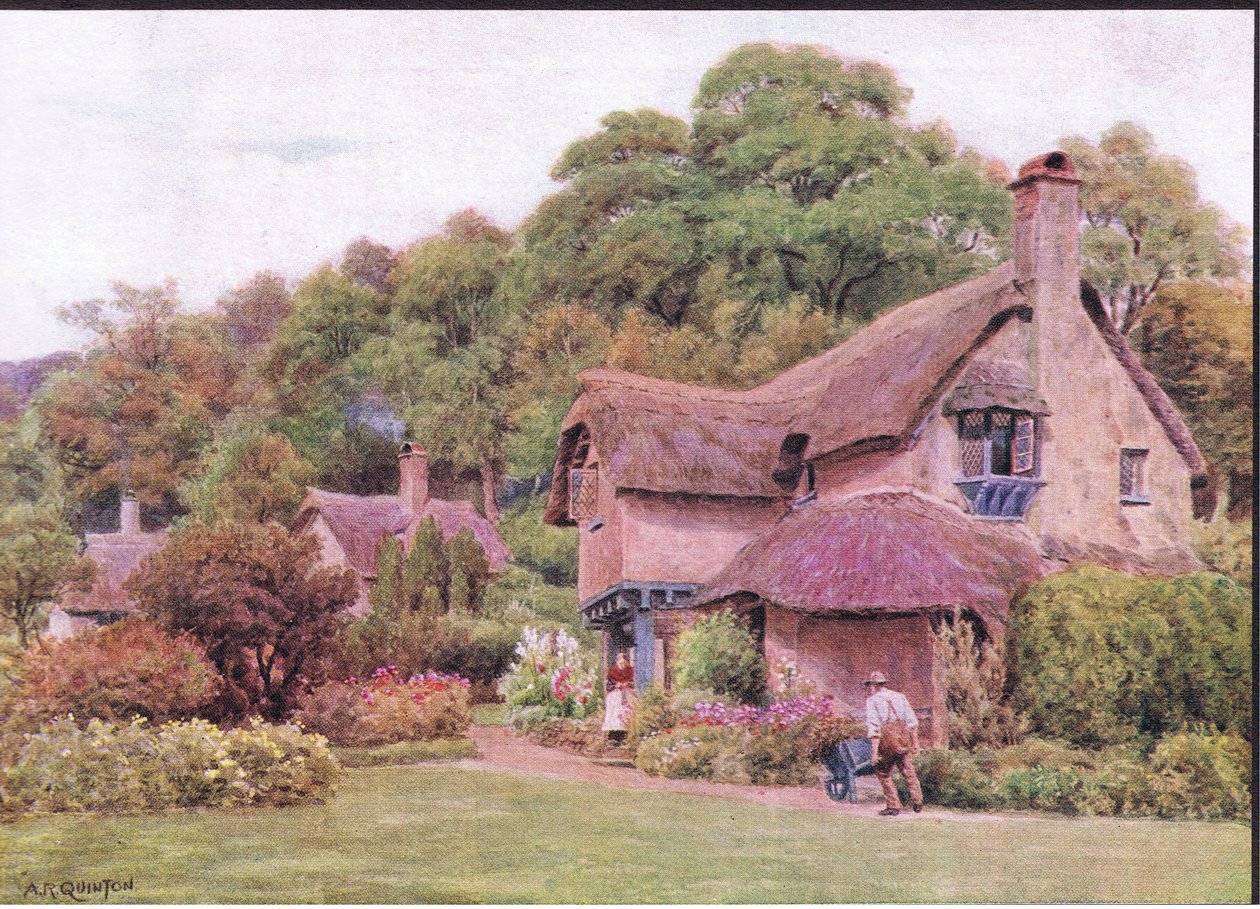 Almhouses, Selworthy Green, Somerset, from The Cottages and the Village Life of Rural England published by Dent & Sons Limited 作： アルフレッドロバートクイントン
