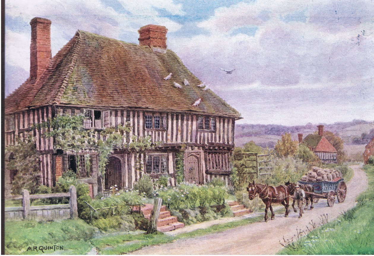 コテージと田舎のイギリスの村の生活からの小さなハイス、Nrテンターデン、ケント、Dent＆Sons Limited、1912年発行 作： アルフレッドロバートクイントン