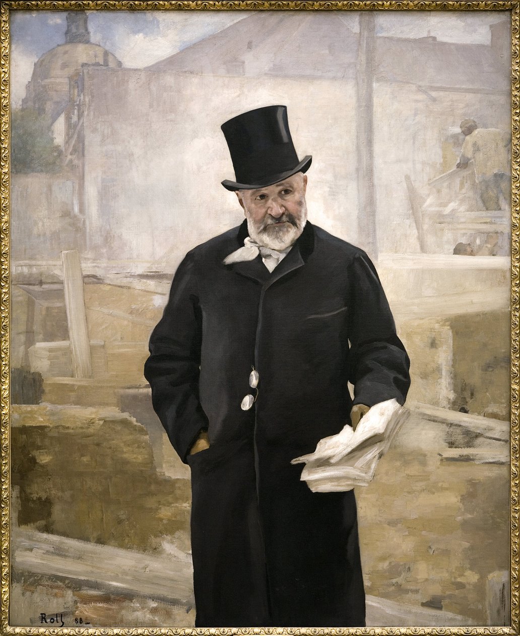 ジャン・シャルル・アドルフ・アルファンの肖像（1817-1891）、オスマン男爵の協力者、公共事業の監督者、パリの緑地のレイアウト、1889年の世界博覧会の作品監督、アルフレッド・ロールによるキャンバスの油絵（1846-1919） ）。 写真 作： アルフレッドロール