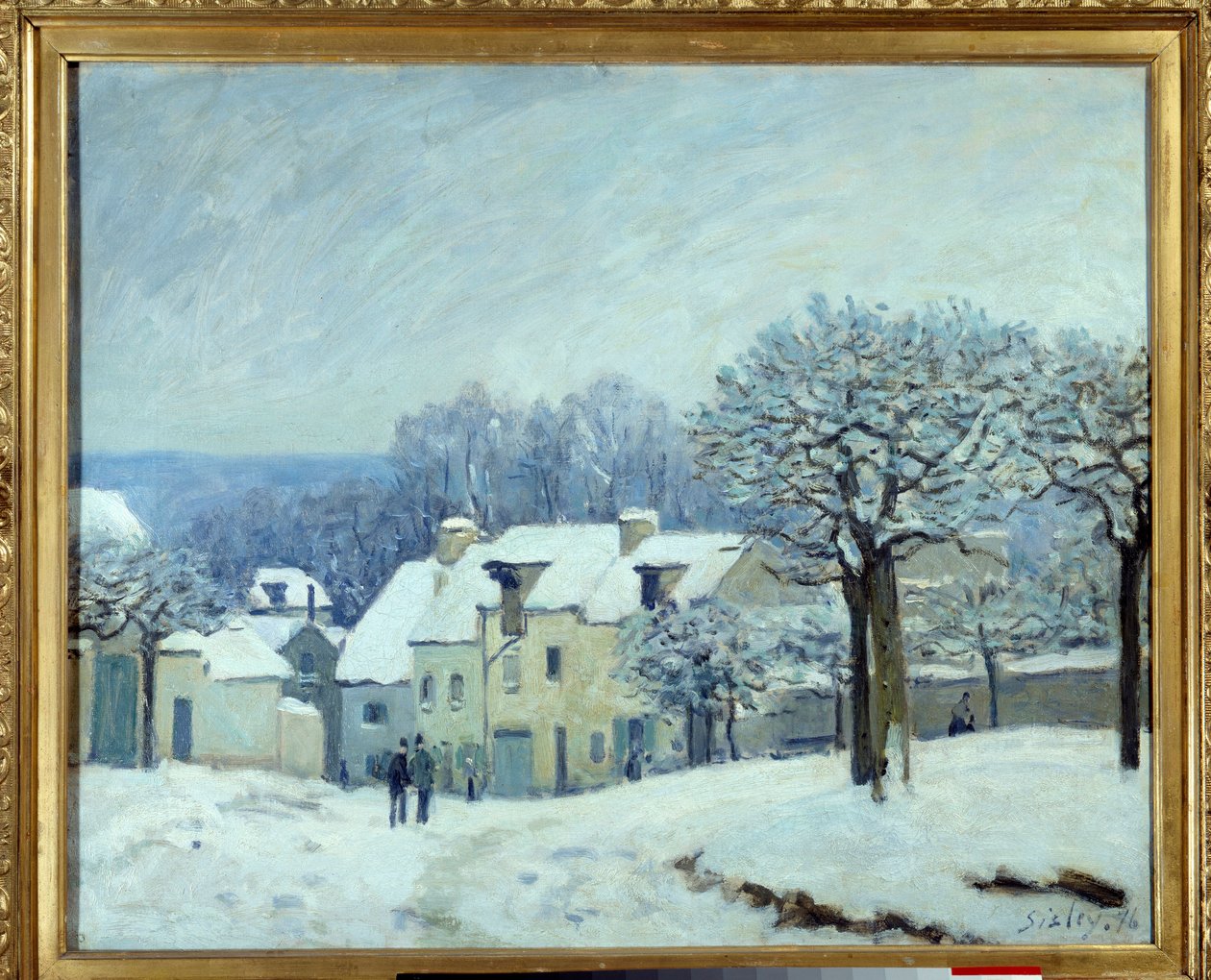 La place du kennel a Marly, Effect of Snow Painting by Alfred Sisley (1839-1899) 1876 Dim.0.5x0.61 m ルーアン、ボザール美術館（Musee des Beaux Arts 作： アルフレッド・シスレー