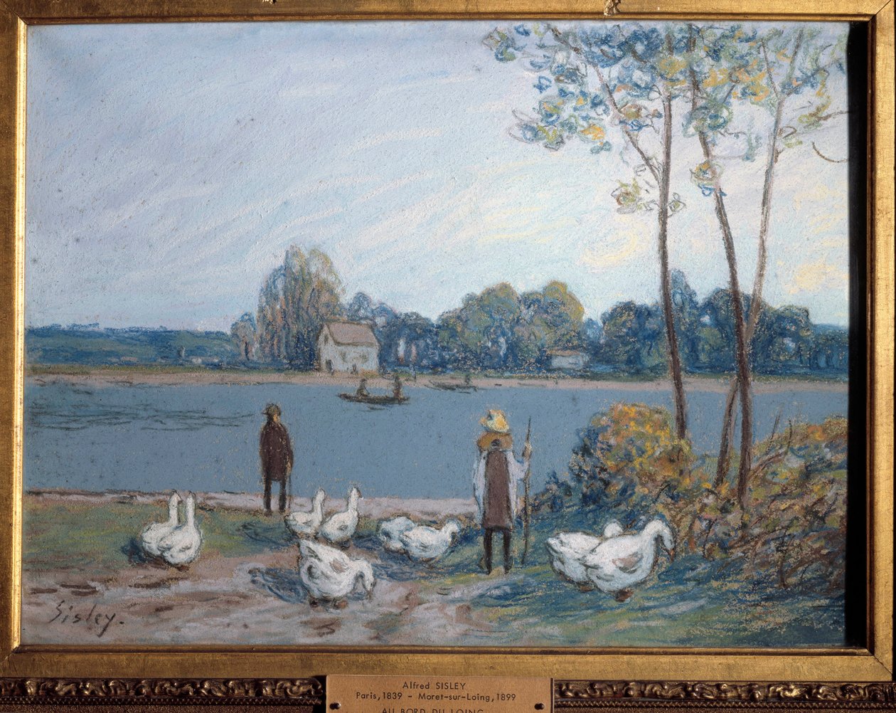 ロイン川のほとりでアルフレッド・シスレー（1839-1899）の絵画