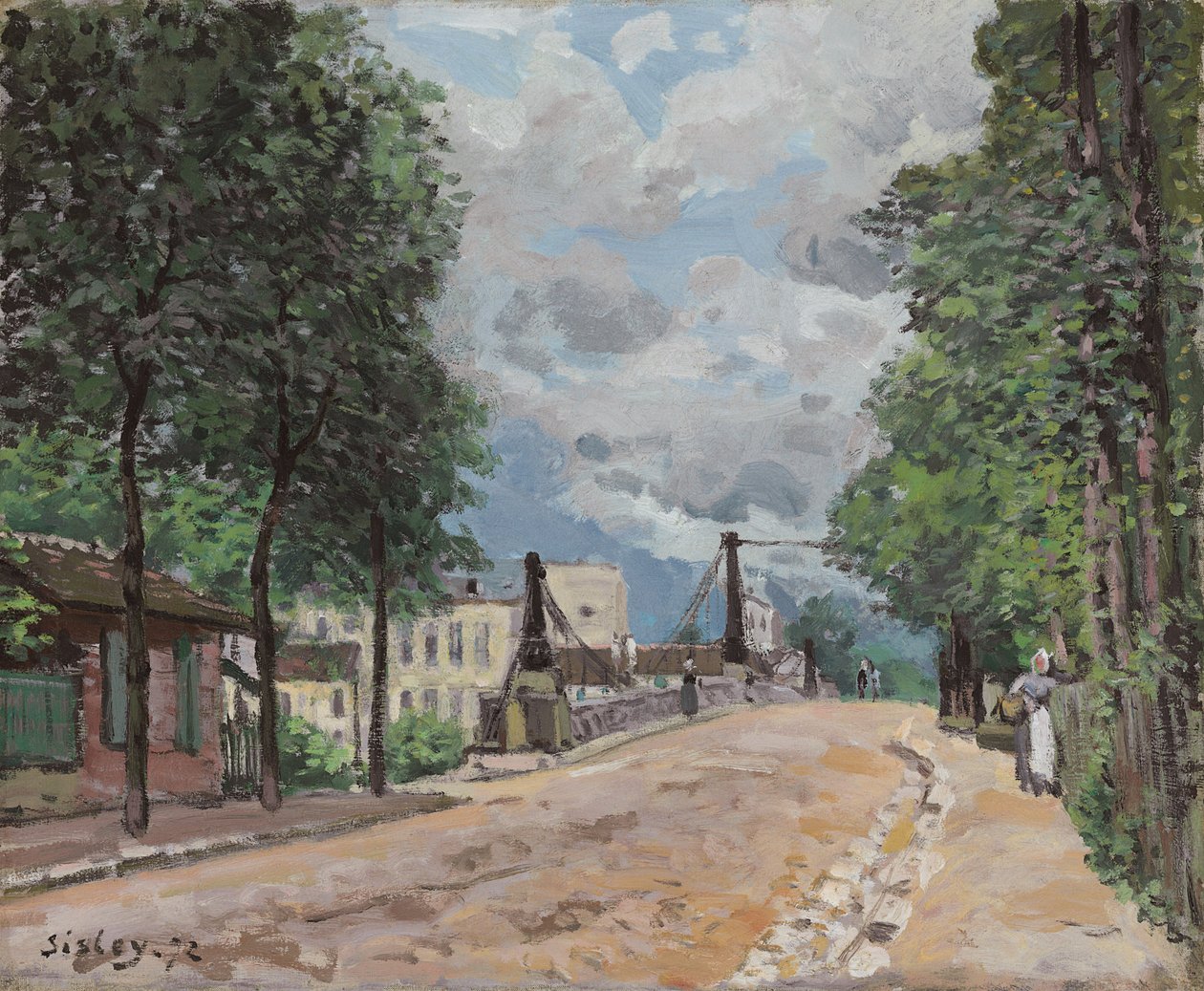 ジェヌヴィリエの道;ラルートドジェヌヴィリエ、1872年 作： アルフレッド・シスレー