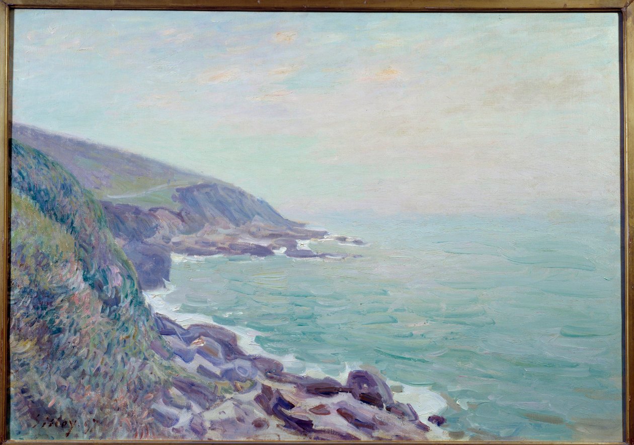 霧の中のウェールズの海岸の眺め アルフレッド・シスレー（1839-1899）の絵画 1897年 日の丸0.65x0.92 m ルーアン、美術博物館 作： アルフレッド・シスレー