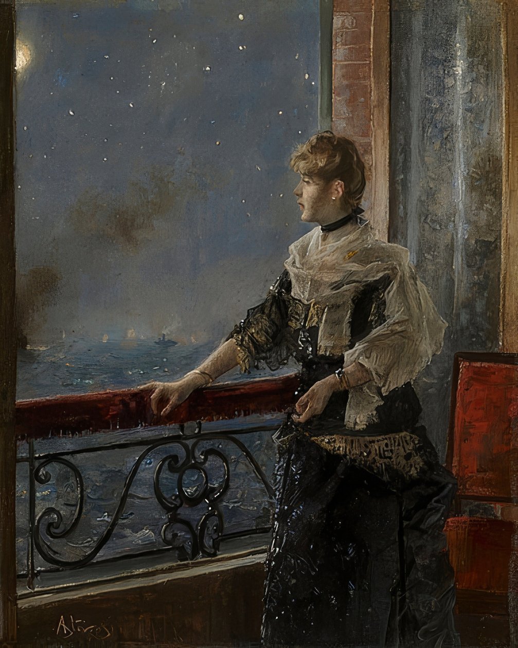ムーンライト（Au clair de la lune）。 1885年頃 作： アルフレッド・エミール・スティーブンス