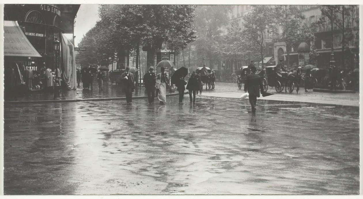 大通りの雨の日、パリ、1894 年、印刷 191832。 作： アルフレッド・スティグリッツ