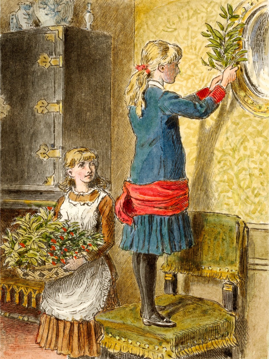 クリスマスの飾り付け、パブ。1854. 作： アルフレッドWクーパー