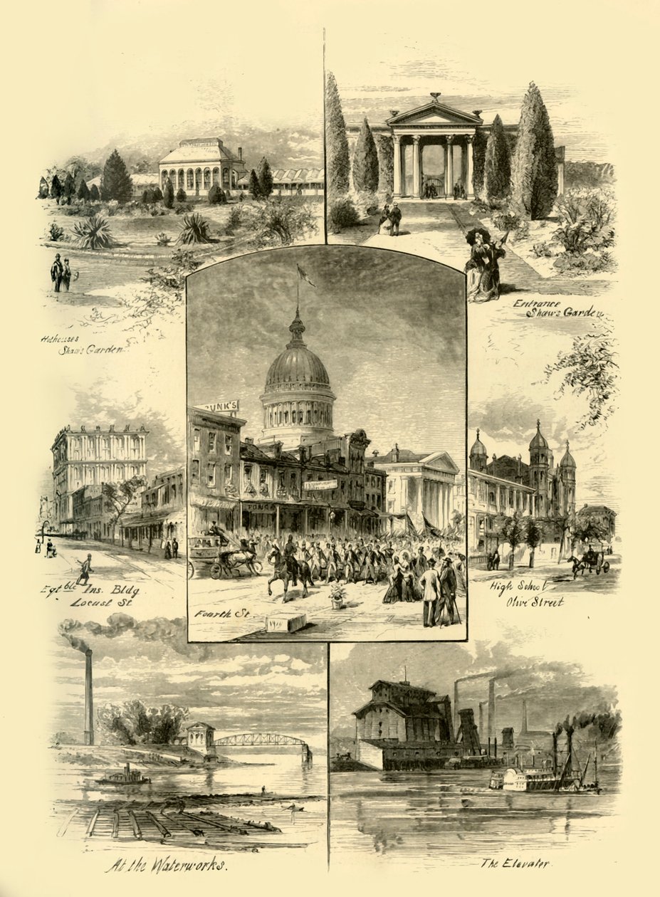 「セントルイスの情景」、1874 年。 作： アルフレッド・ワウド