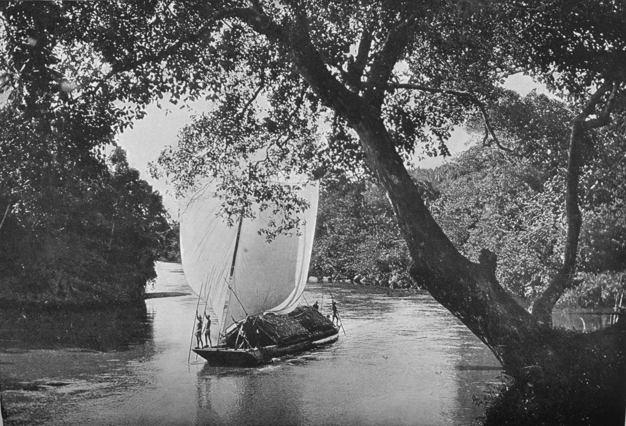 フルセイルのパダボート、c1890、1910 作： アルフレッドウィリアムアマンダスプレート