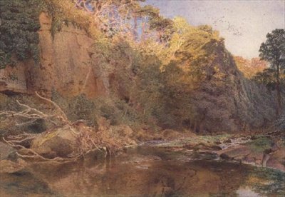 川の風景（水彩） 作： アルフレッドウィリアムハント