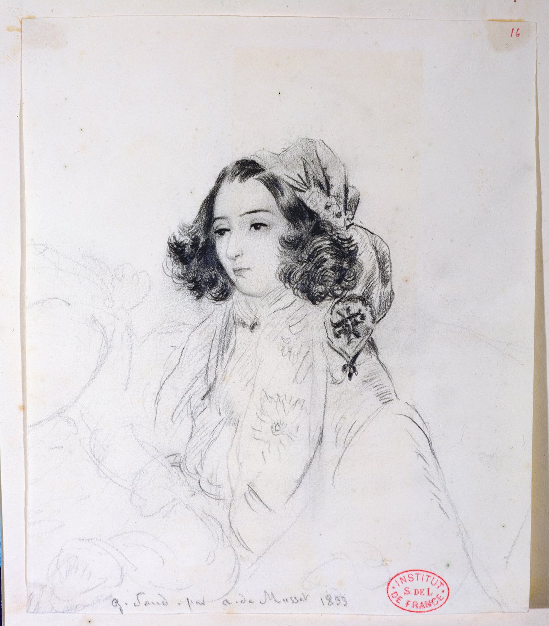 ジョージサンド（1804-76）スカーフを着用、1833 作： アルフレッド・デ・ムセ