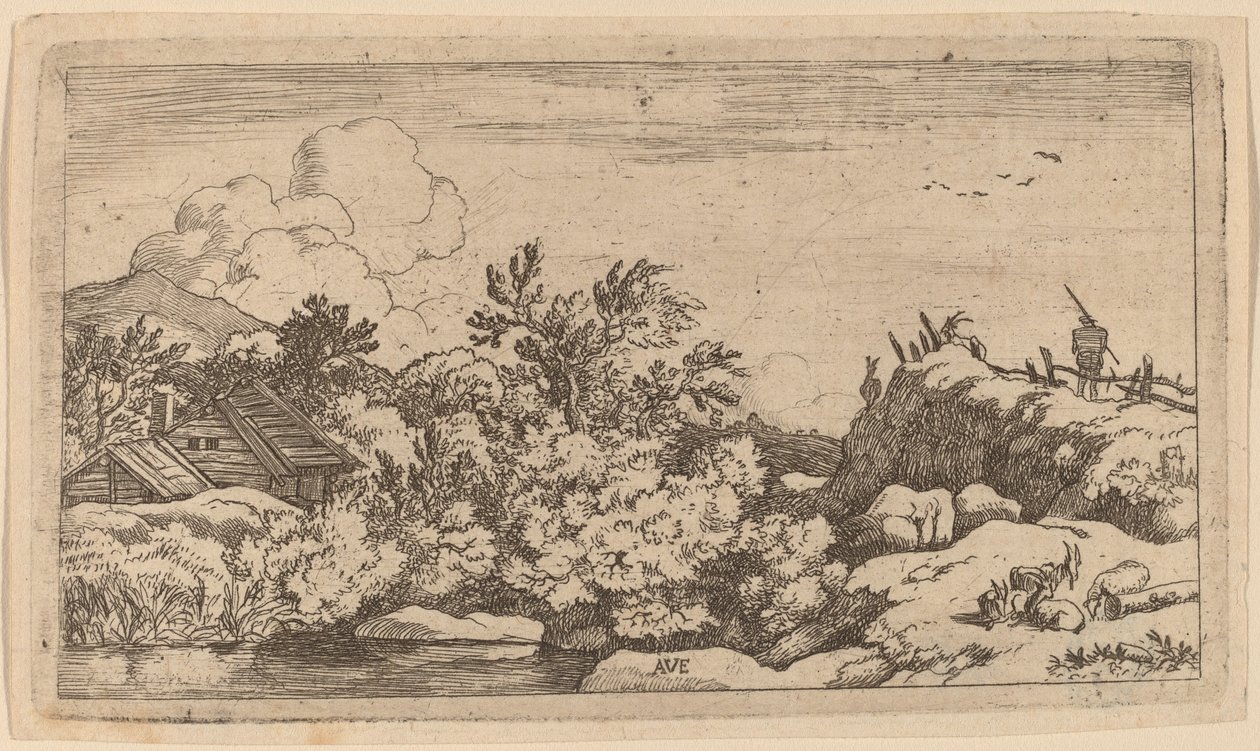 丘の上のヤギの群れ、おそらく c. 16451656。 作： Allart van Everdingen