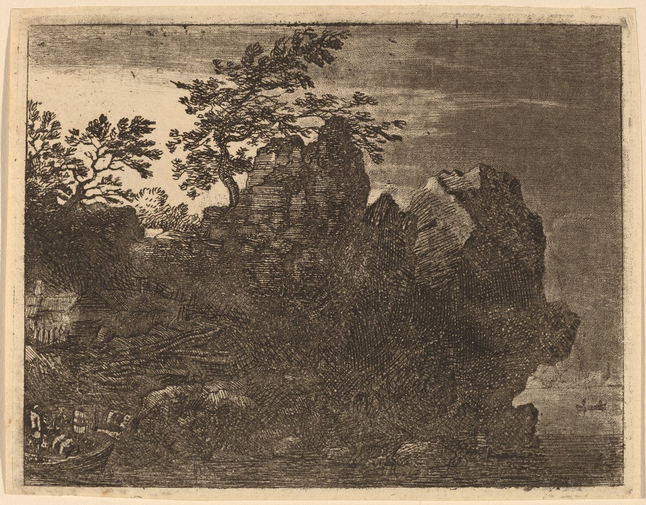 川の大きな岩、おそらく c. 16451656。 作： Allart van Everdingen