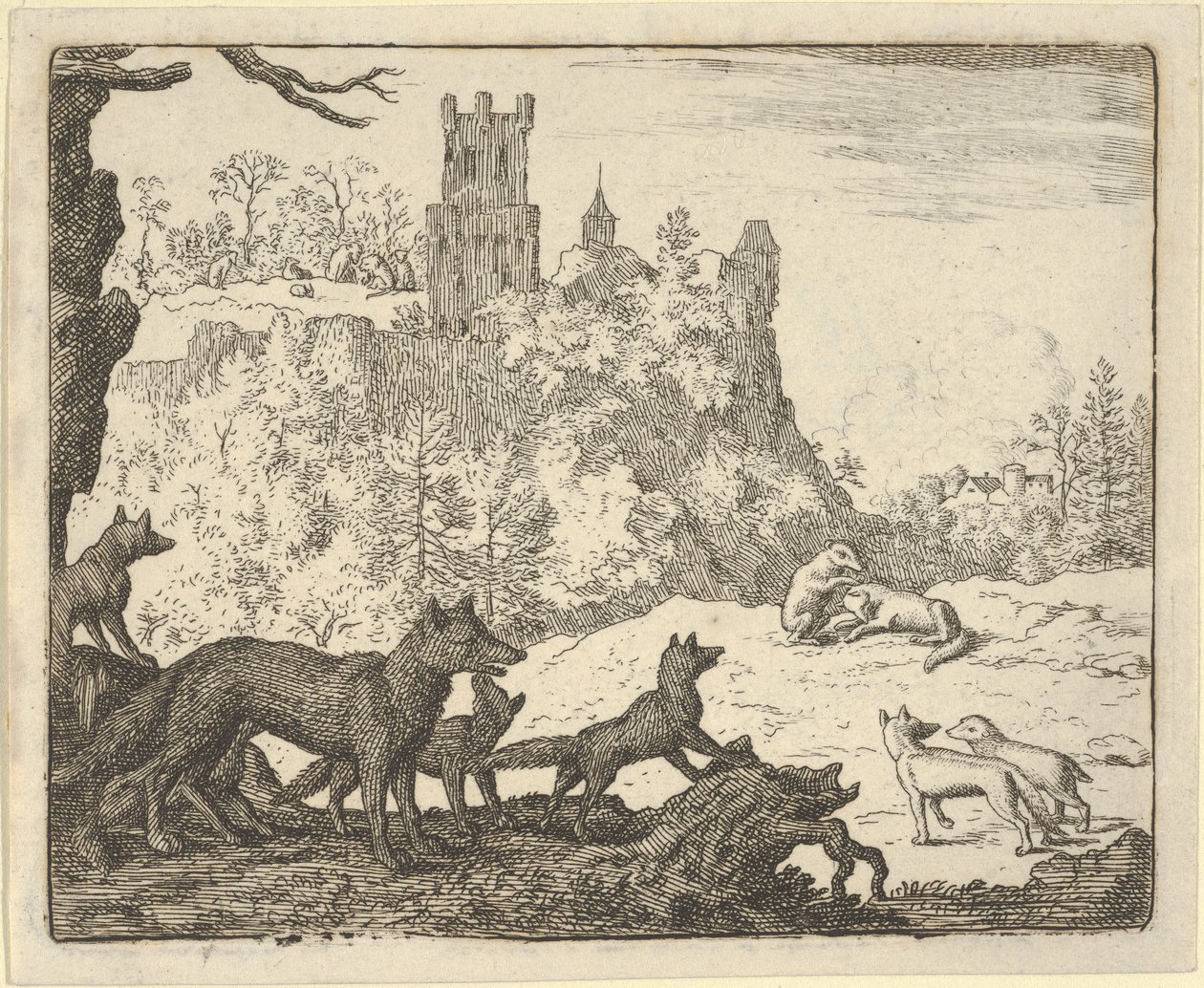 レナードとアナグマの葉、1650-75。 作： Allart van Everdingen
