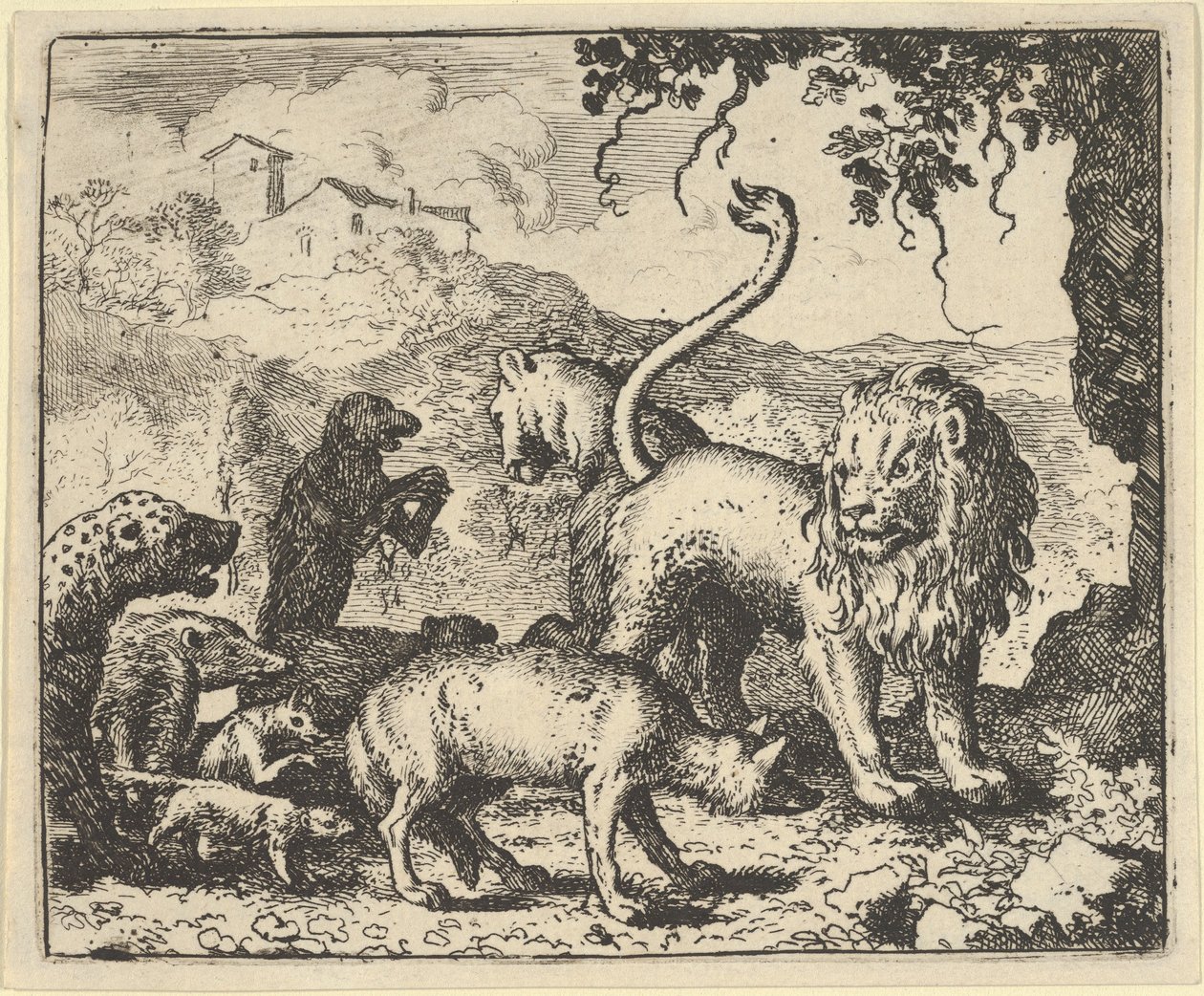 レナードはオオカミと数匹の動物に告発されます, 1650-75. 作： Allart van Everdingen