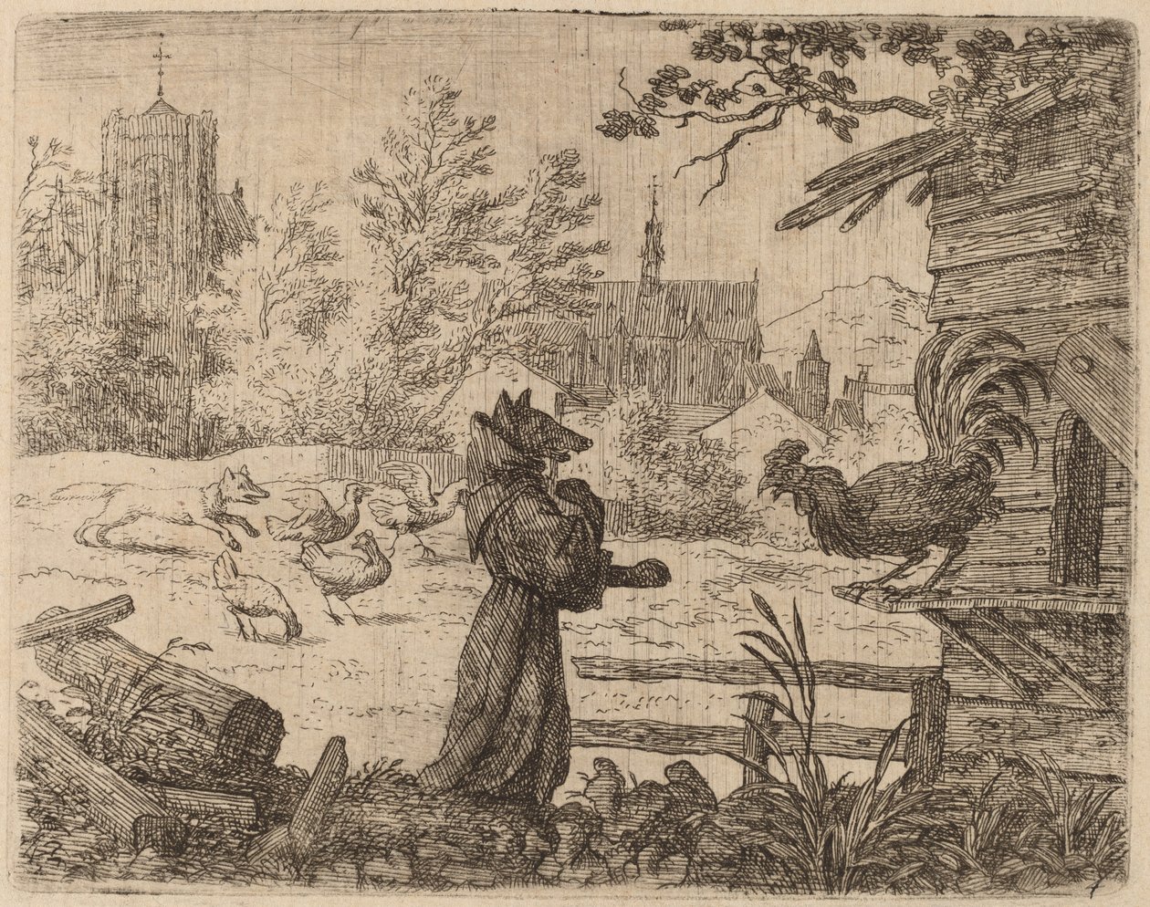 修道士に変装したレイナード、おそらく c. 16451656。 作： Allart van Everdingen