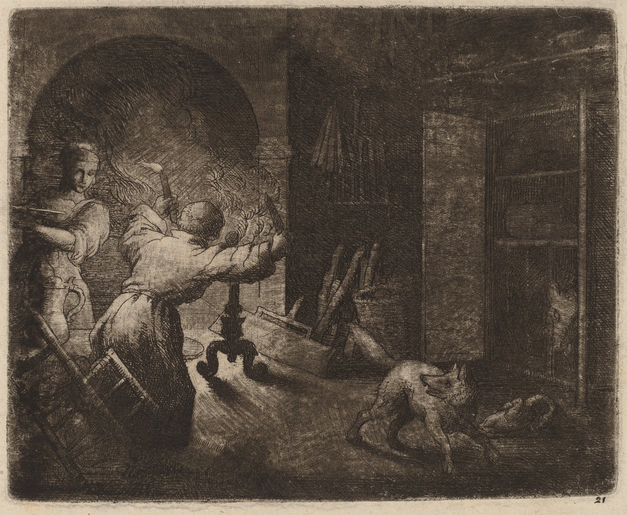 レイナードは牧師からカポンを盗みます。 16451656。 作： Allart van Everdingen