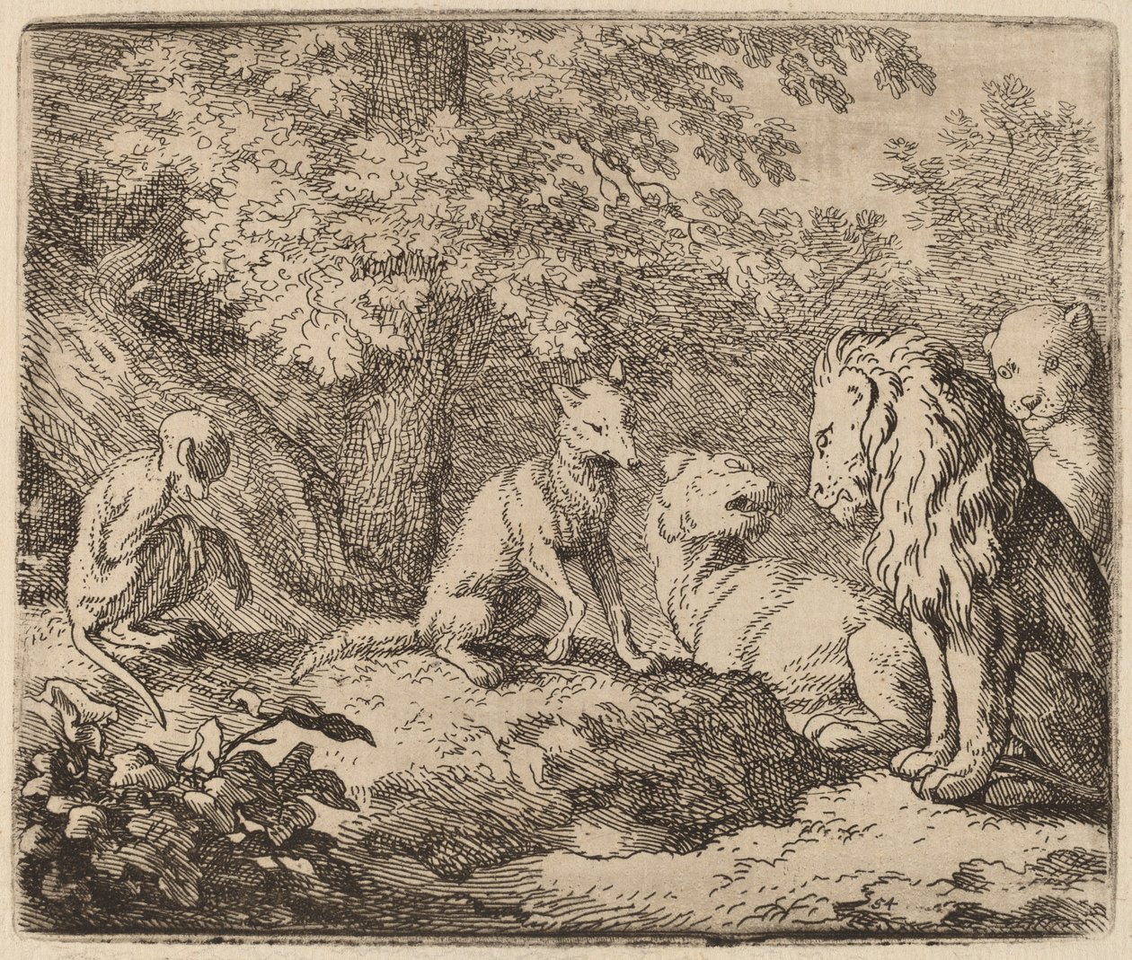 Reynard Tells a Story of Hidden Treasure, おそらく c. 16451656。 作： Allart van Everdingen