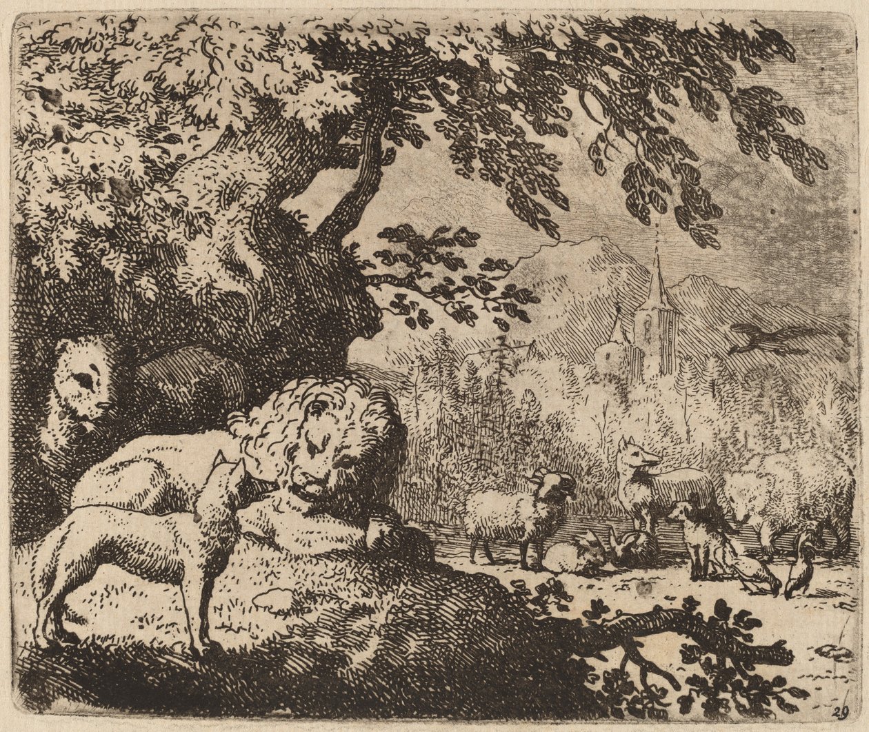 ライオンとライオネスとの評議会でのレイナード、おそらくc。 16451656。 作： Allart van Everdingen
