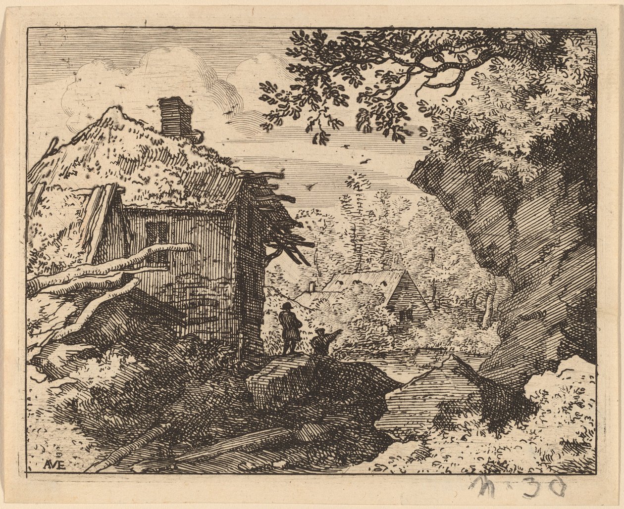 後ろから見た麦わら小屋 作： Allart van Everdingen