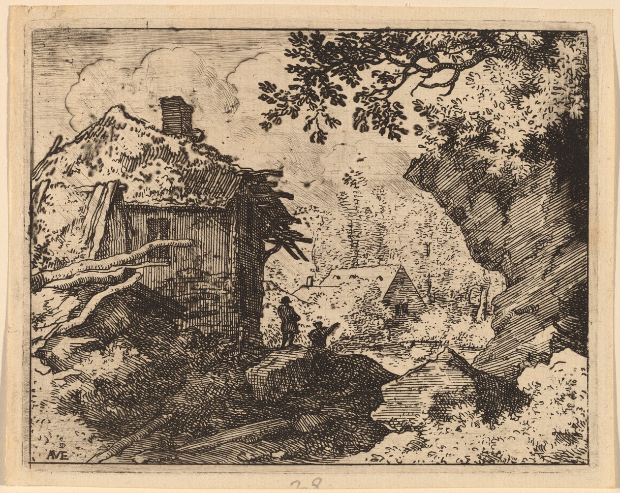 後ろから見た麦わら小屋 作： Allart van Everdingen