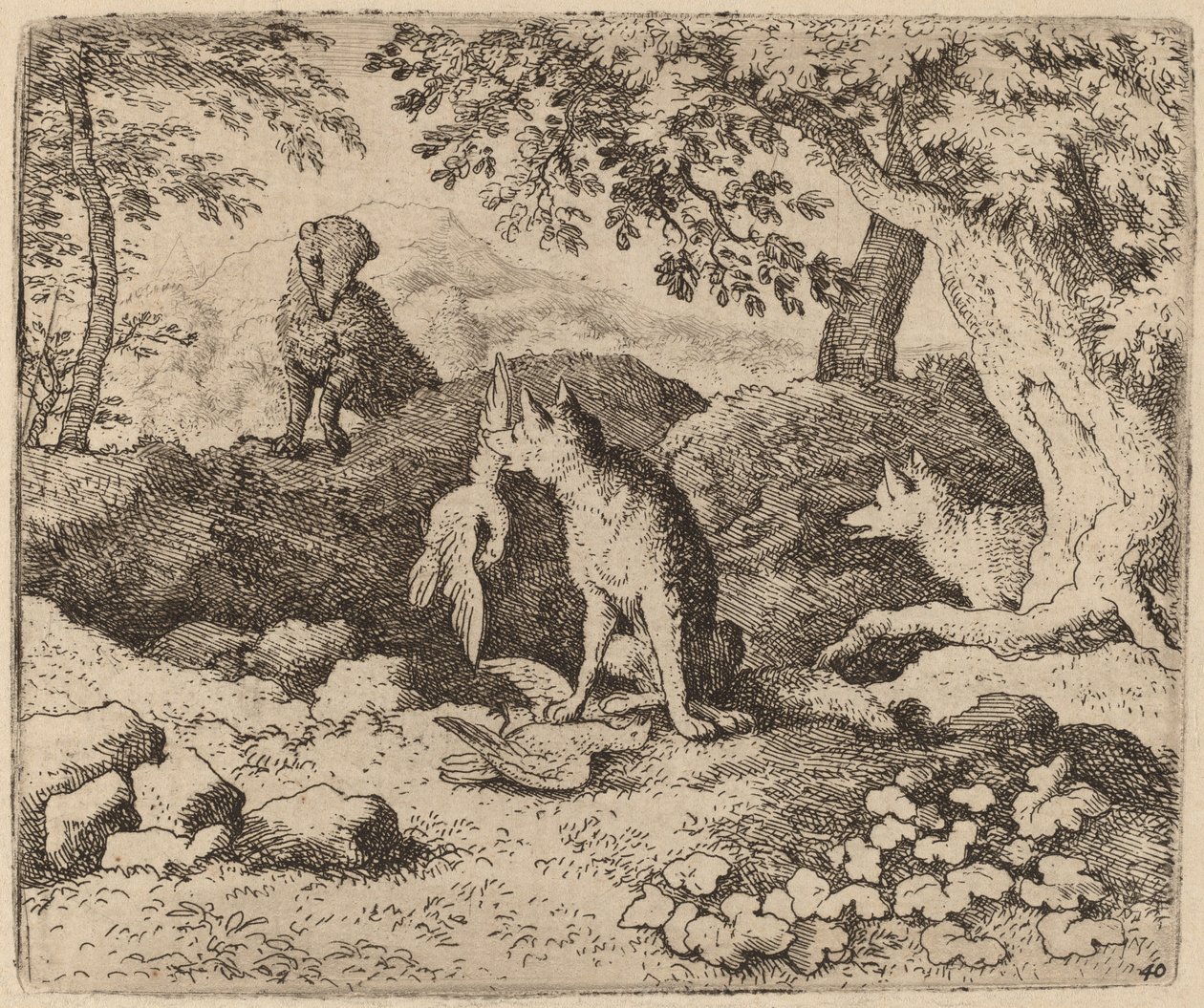 アナグマはレイナードに警告しに行く、おそらく c. 16451656。 作： Allart van Everdingen