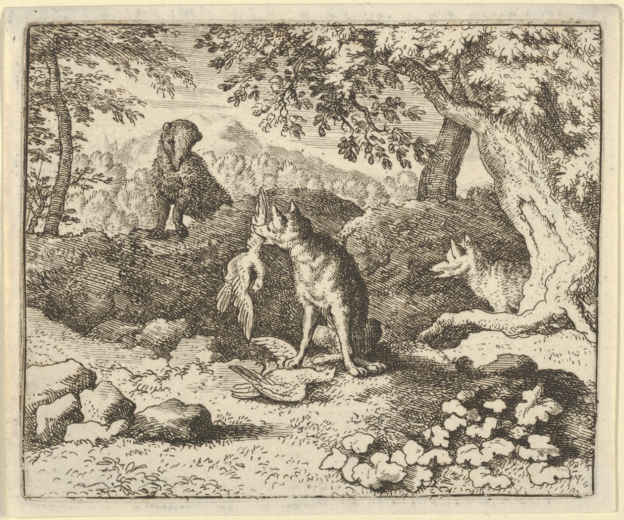 アナグマは急いでレナードにライオンの意図を警告します, 1650-75. 作： Allart van Everdingen