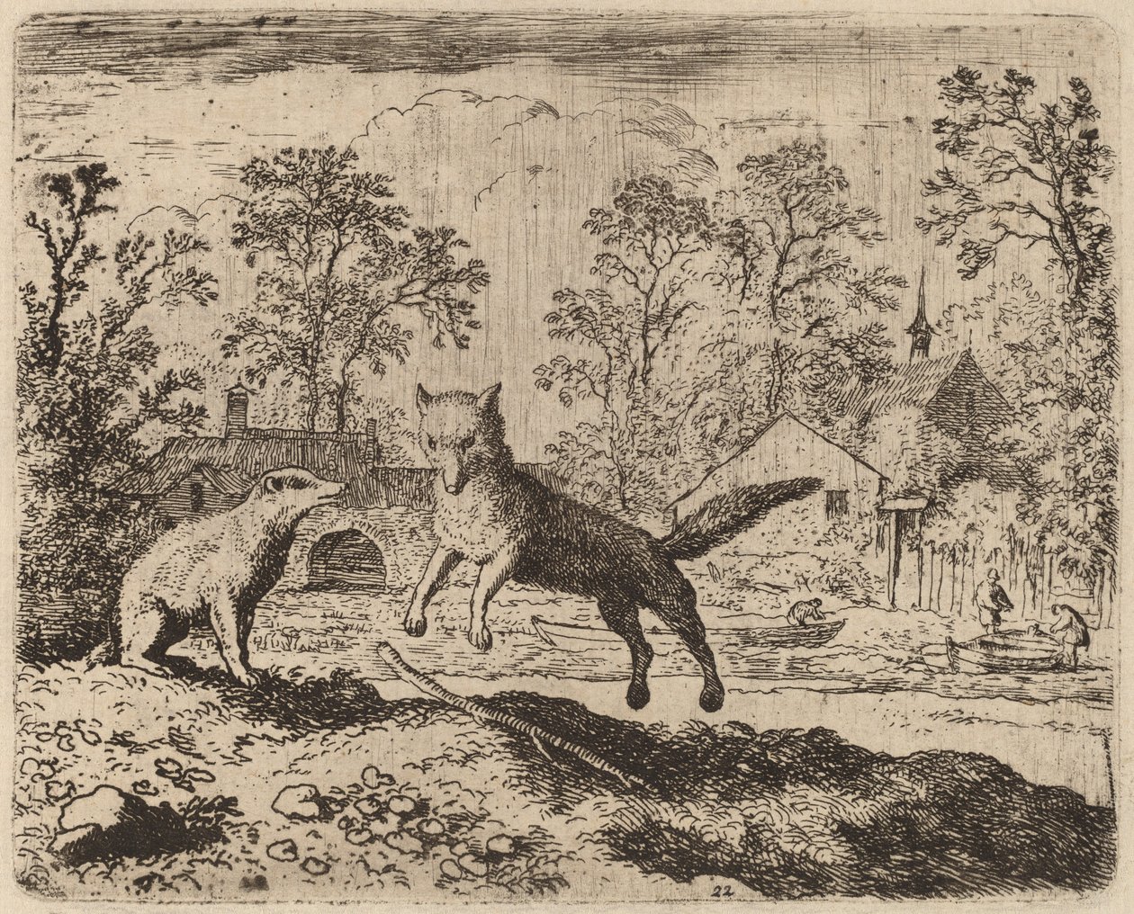 アナグマはレイナードに苦行を課す、おそらく c. 16451656。 作： Allart van Everdingen