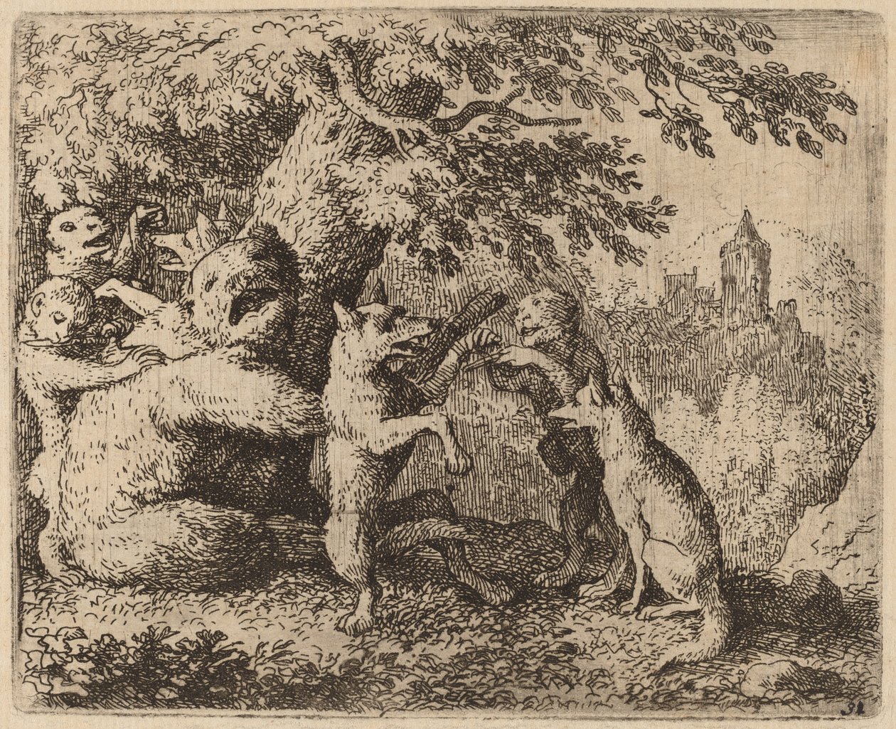 クマとオオカミは迫害されている、おそらく c. 16451656。 作： Allart van Everdingen