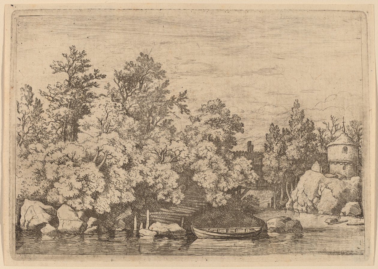 Cudgel ダムと覆われた橋、おそらく c. 16451656。 作： Allart van Everdingen