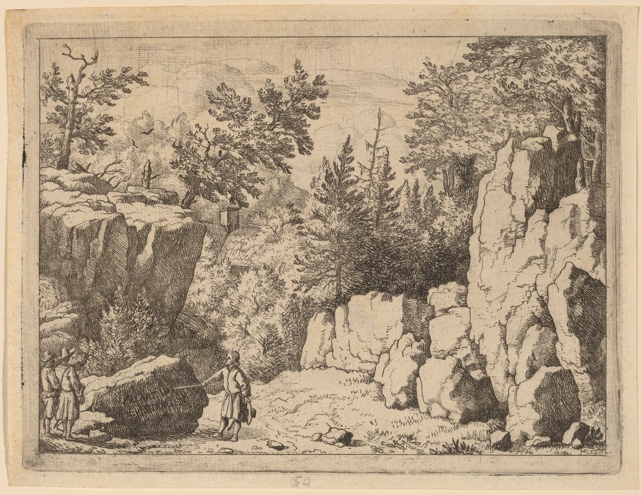 岩の上の碑文、おそらくc。 16451656。 作： Allart van Everdingen