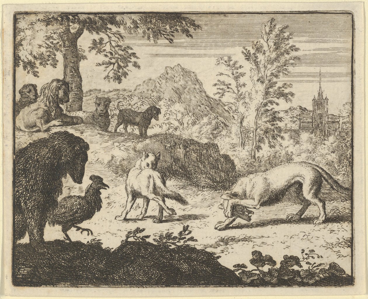 ライオンは、オオカミとレナードの間の戦いを許可します, 1650-75. 作： Allart van Everdingen