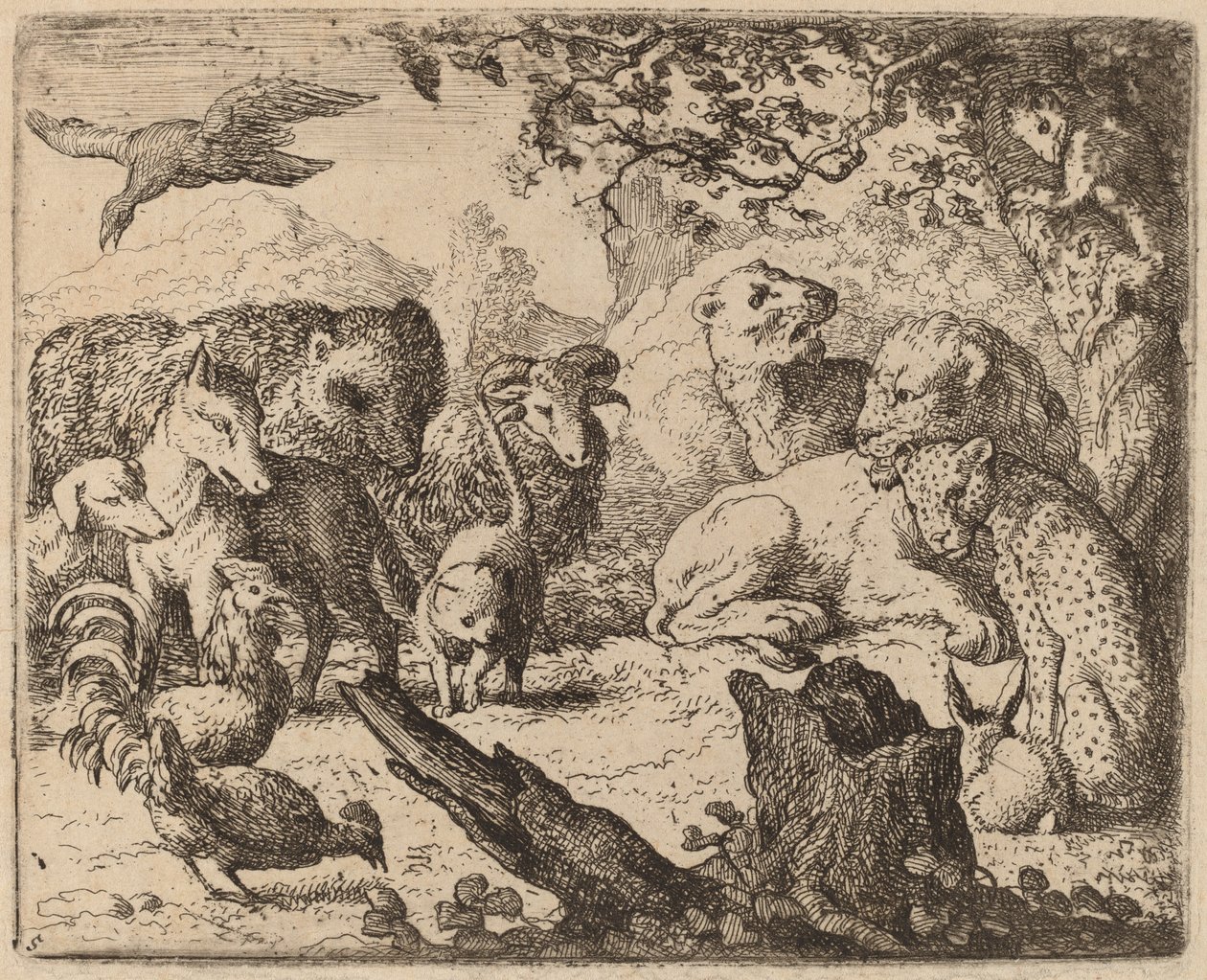 ライオンは平和を告げる、おそらく c. 16451656。 作： Allart van Everdingen