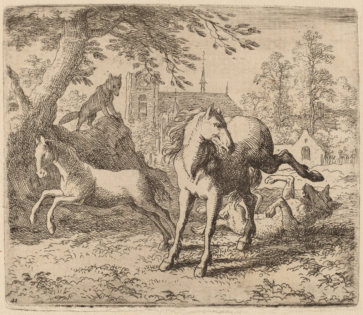 牝馬と狼、おそらく c. 16451656。 作： Allart van Everdingen