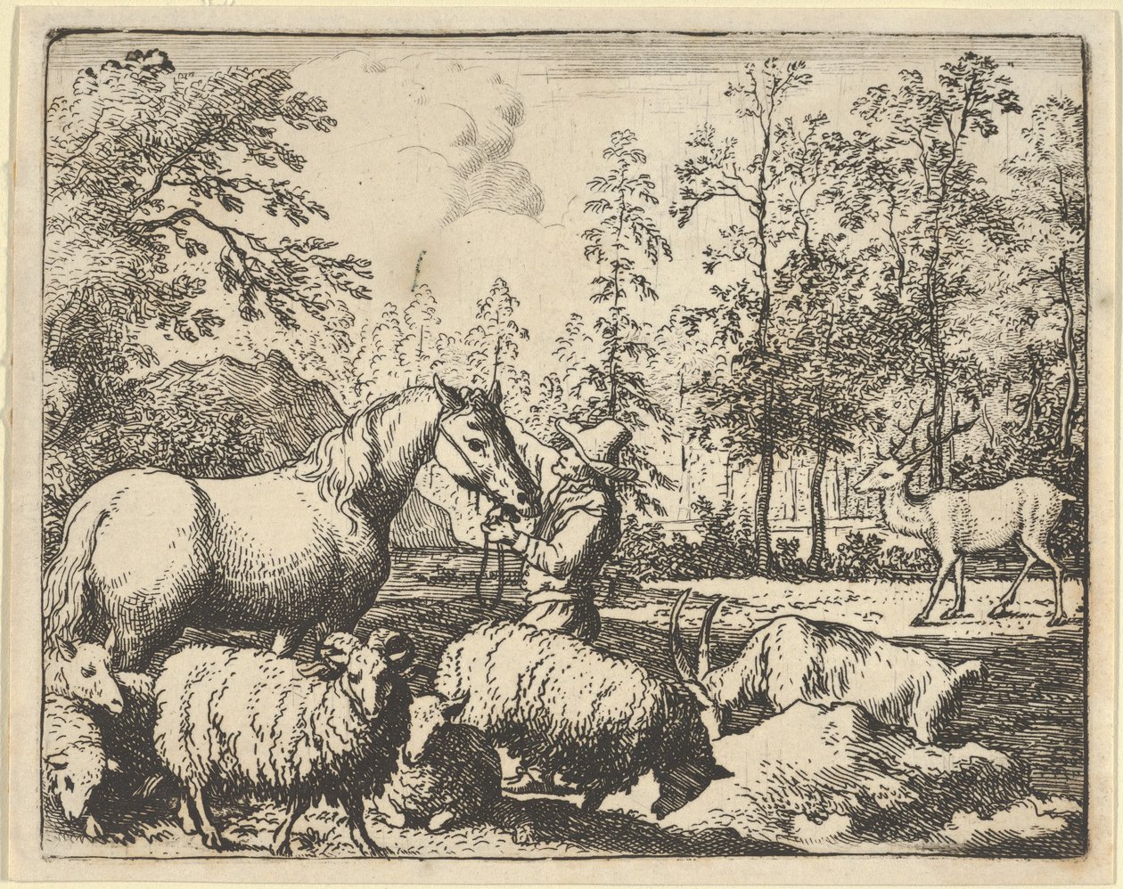鹿に復讐したい馬の物語、1650-75。 作： Allart van Everdingen