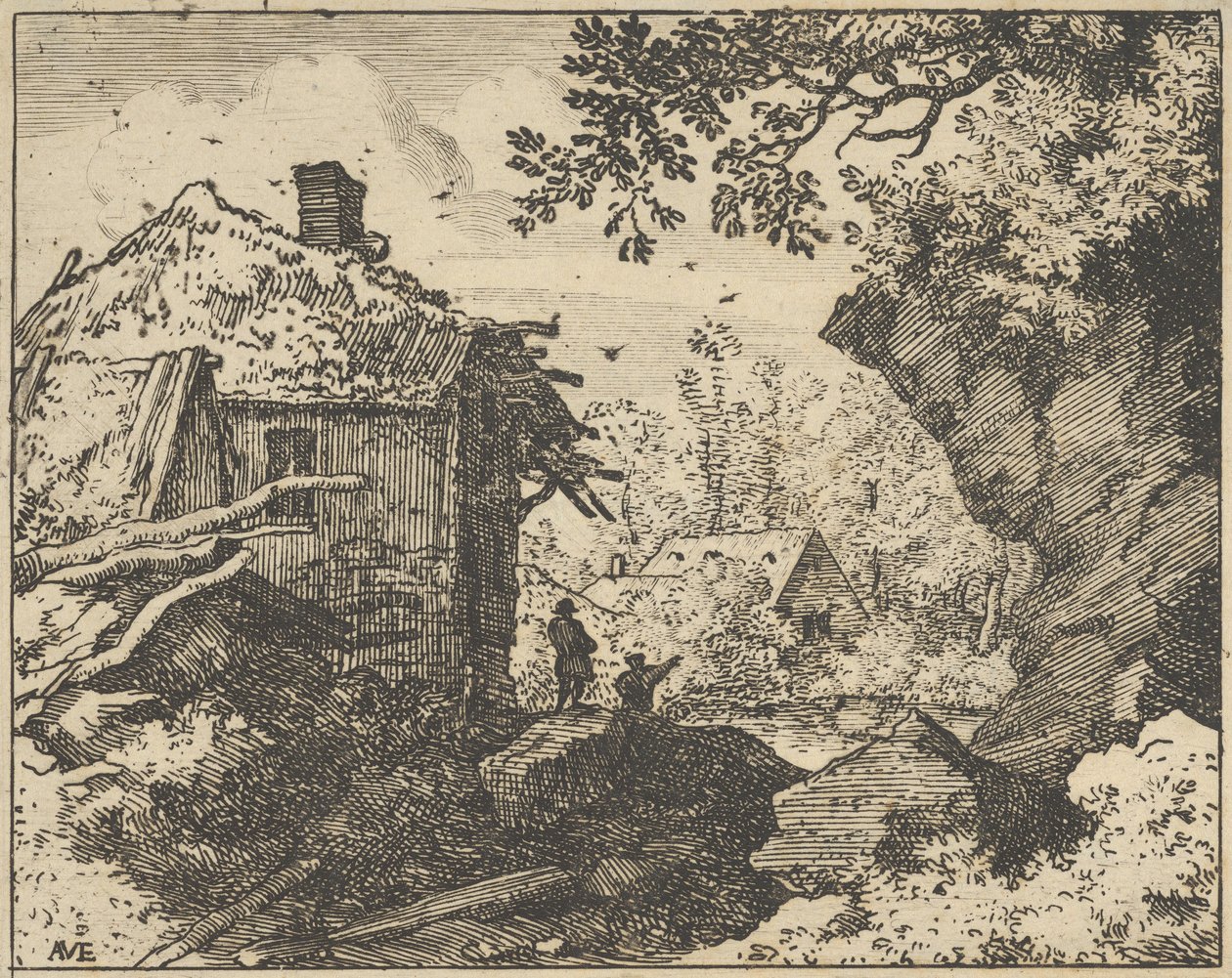 後ろから見た麦わら小屋、17世紀。 作： Allart van Everdingen