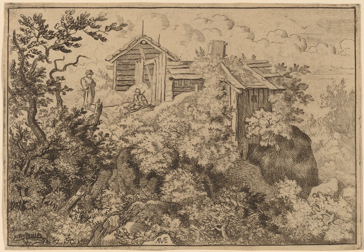 岩の上の 3 つのコテージ 作： Allart van Everdingen