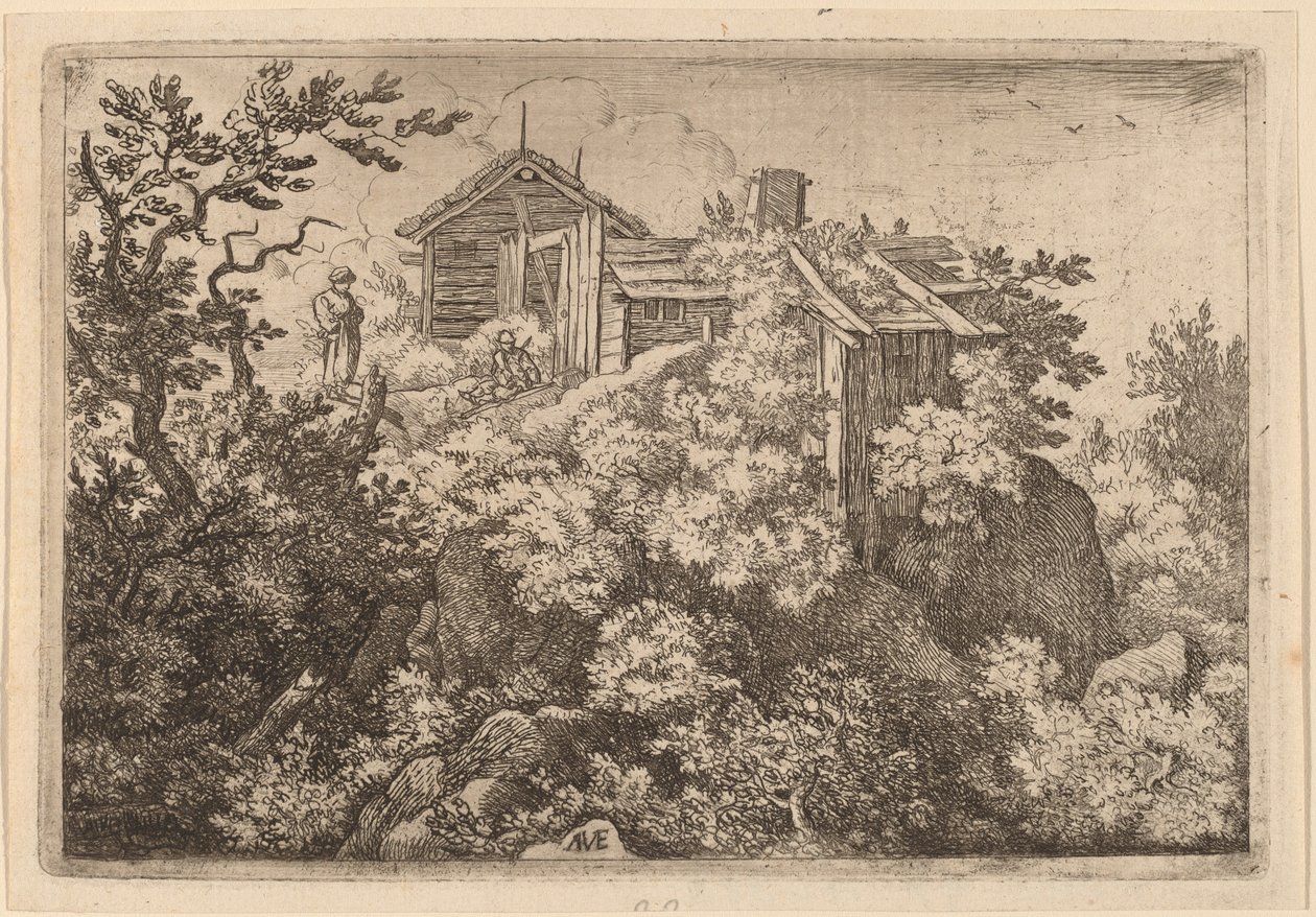 岩の上の 3 つのコテージ 作： Allart van Everdingen