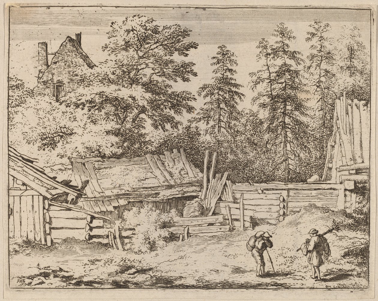 3つのコテージ、おそらくc。 16451656。 作： Allart van Everdingen
