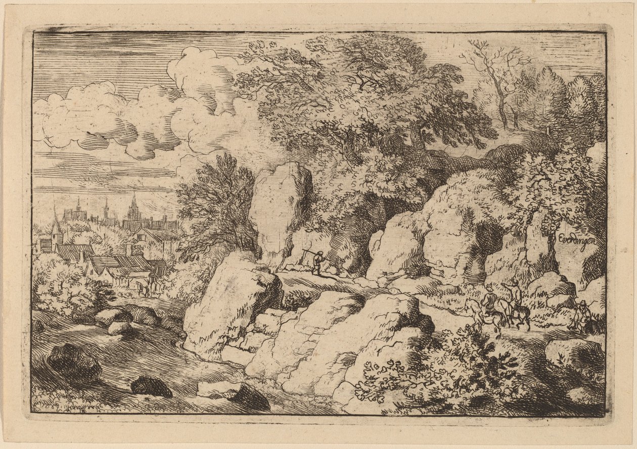 岩場の二人の騎手、おそらく c. 16451656。 作： Allart van Everdingen