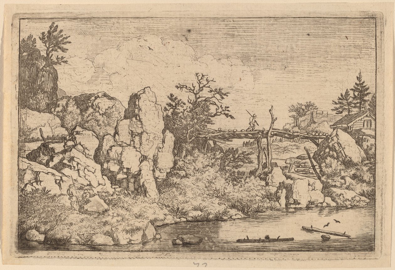 水の中の 2 つの丸太、おそらく c. 16451656。 作： Allart van Everdingen