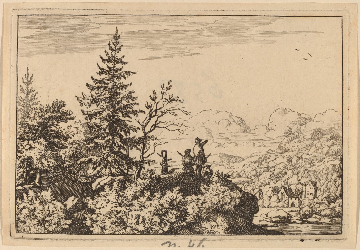 丘の上の二人の男、おそらくc。 16451656。 作： Allart van Everdingen