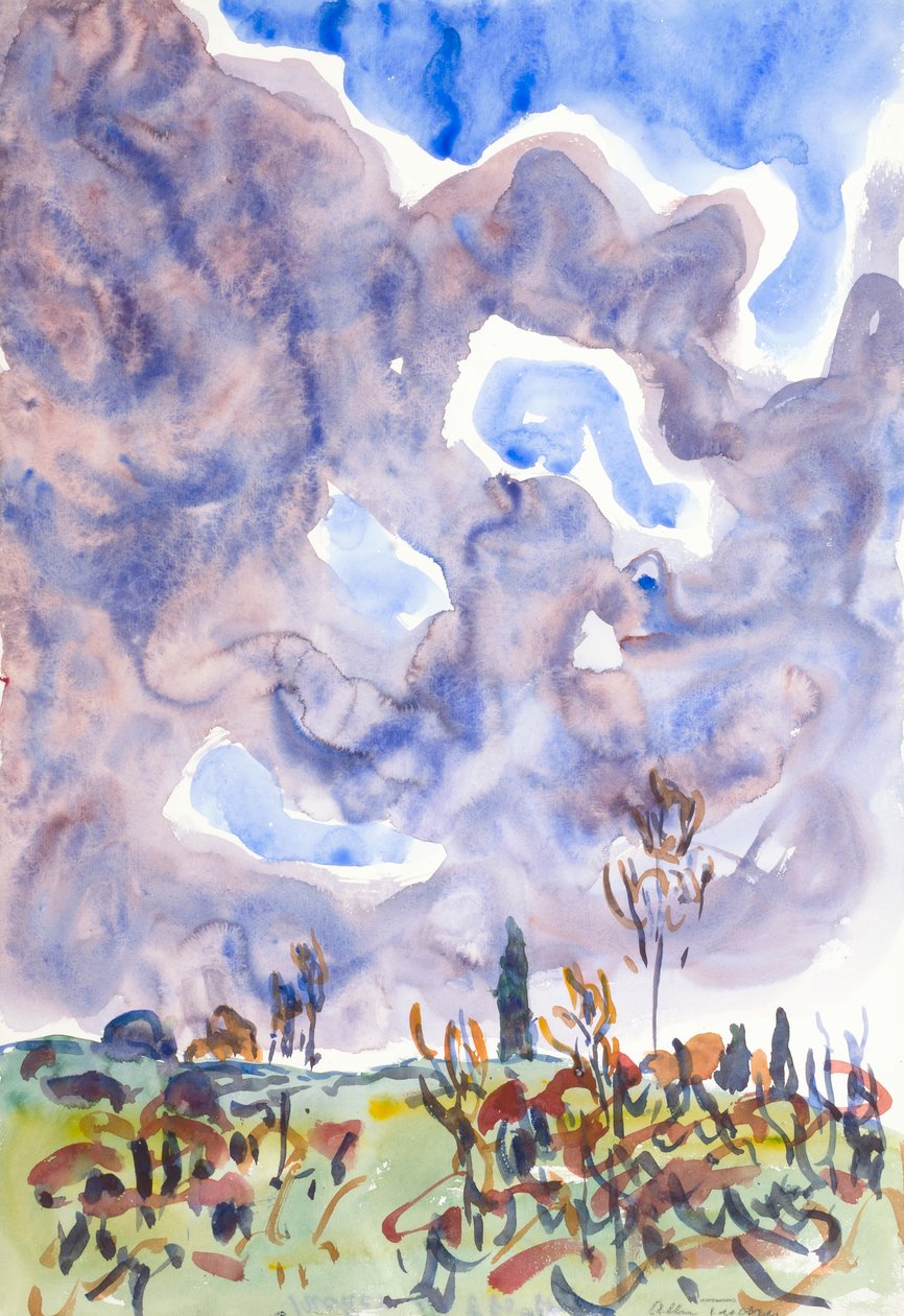 水彩 No. 31、雲のある風景、約。 1930年。 作： アレン・タッカー