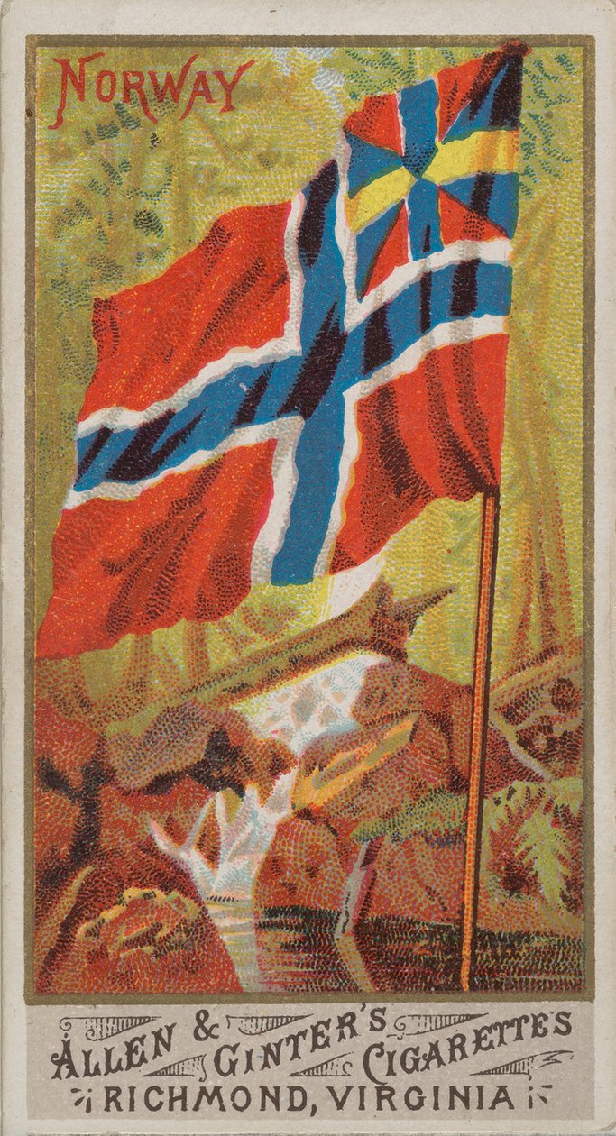 Flags of All Nationsのノルウェー、シリーズ1 N9 for Allen＆Ginter Cigarettes Brands、1887。 作： アレンとジンター