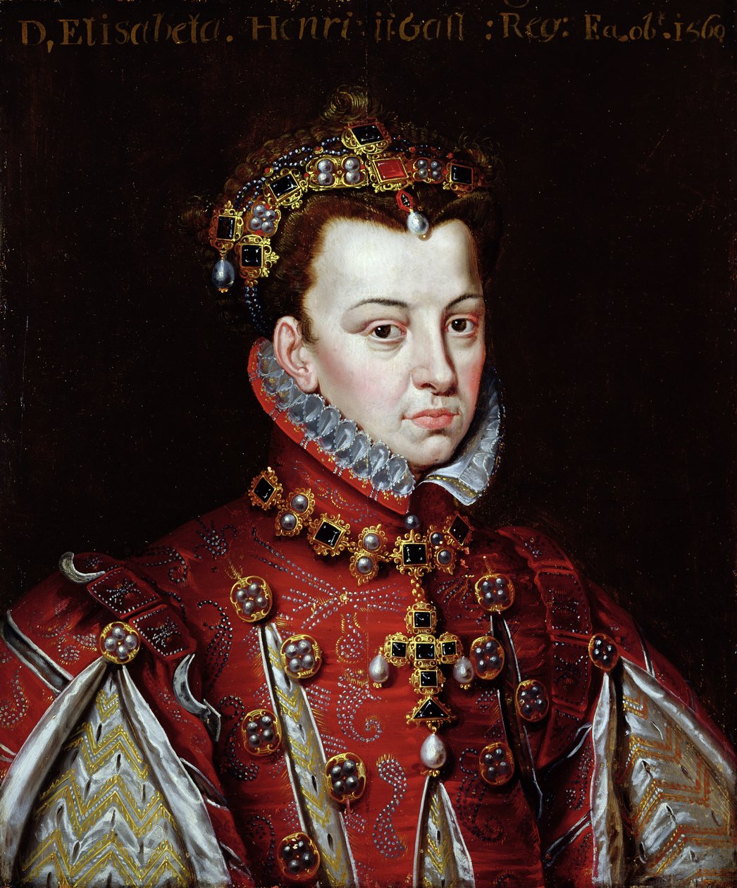 エリザベート・デ・ヴァロワの肖像（1545-68）スペインの女王（キャンバスに油彩） 作： アロンソ（スタジオ）サンチェスコエロ