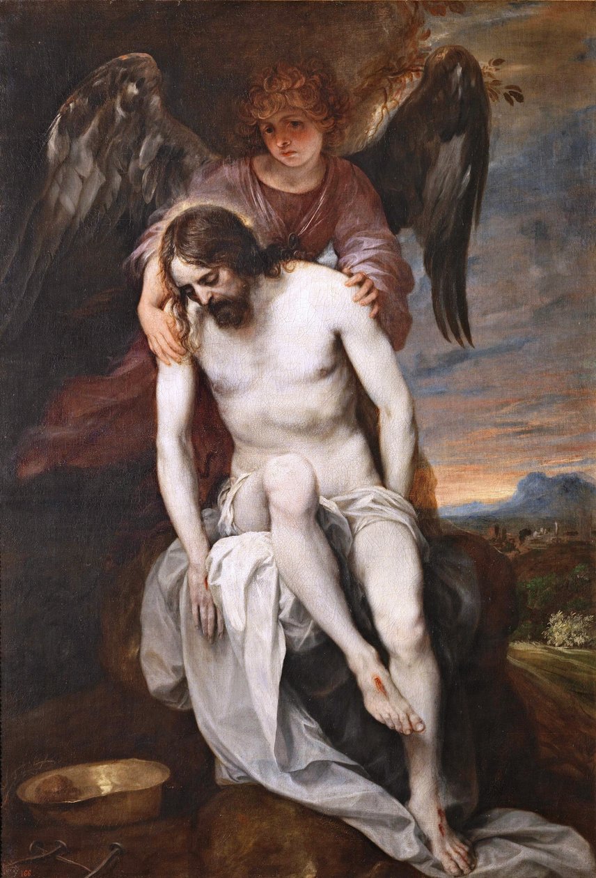 スペイン語  Cristo muerto sostenido por un ángel 天使に支えられた死んだキリスト 作： アロンソ・カノ