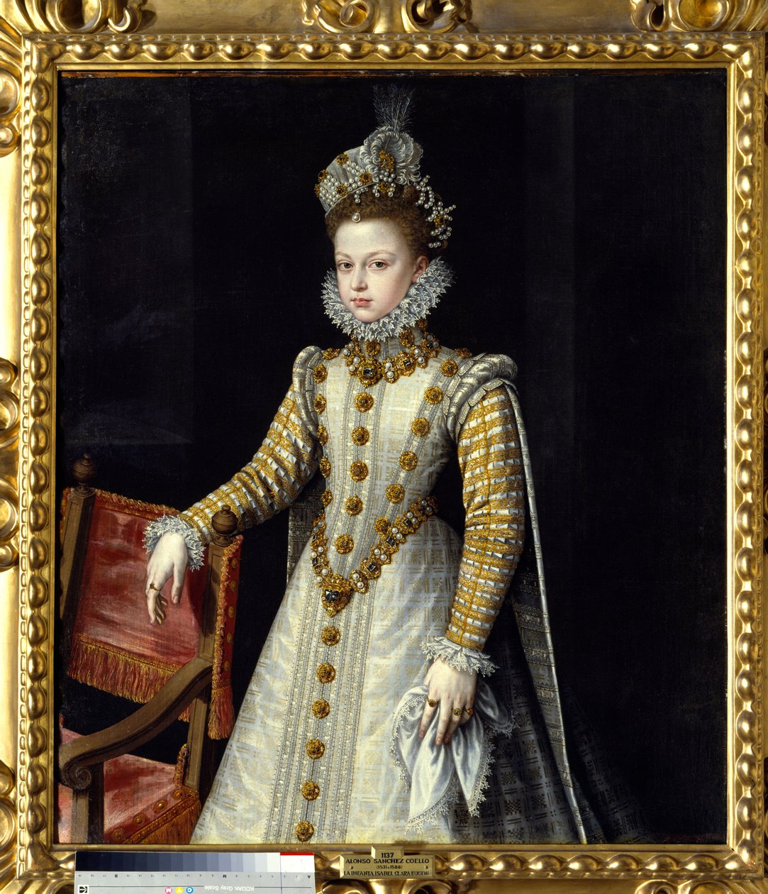 オランダの君主、インファンテ・イザベル・クレール・ウージェニー（1566-1633）の肖像。アロンソ・サンチェス・コエロ（1531 - 1588）による絵画 Ec.Esp. 作： アロンソ・サンチェス・コエロ