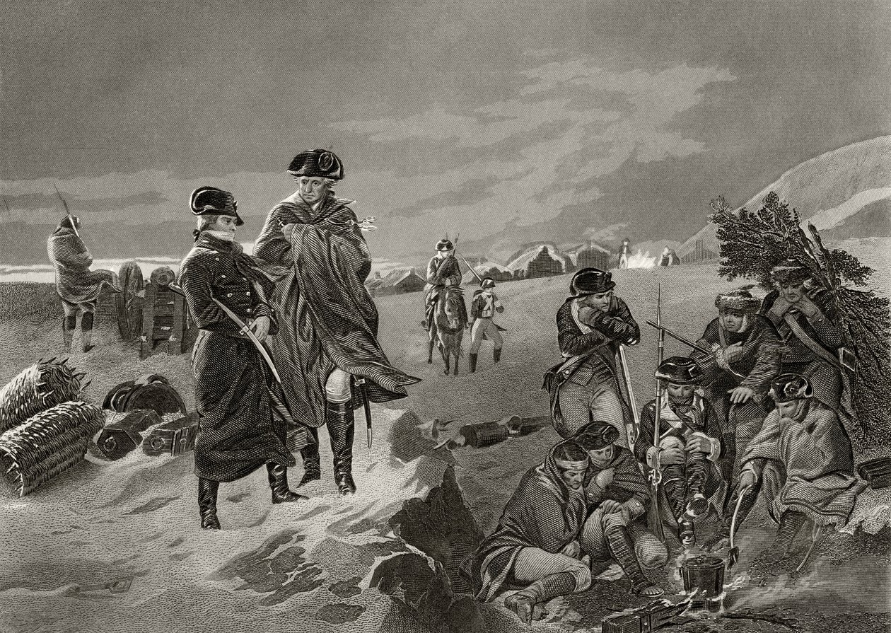 ジョージワシントンとラファイエット、バレーフォージで「ワシントンの生涯と時代」第1巻より1857年発行 作： アロンゾチャペル