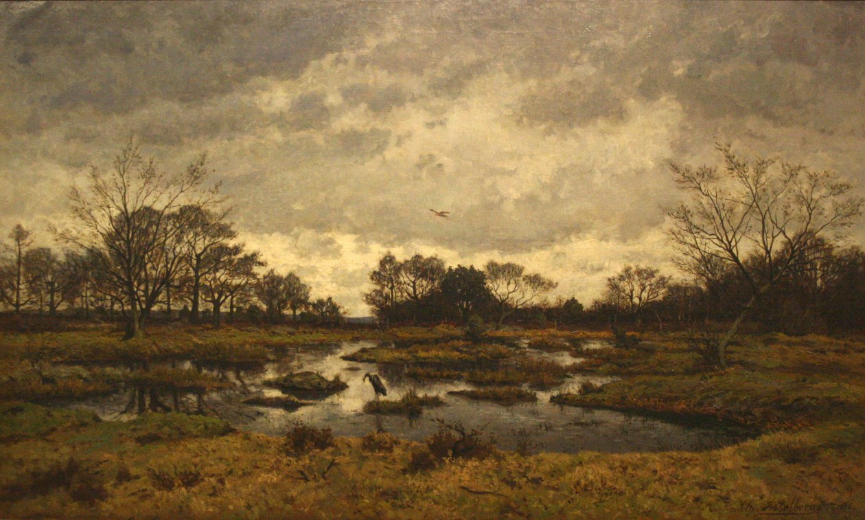 3月のある日、料金池で。 Fontainebleau 1876-Maartse dag aan de feeenplas 作： アルフォンス・アッセルバーグ